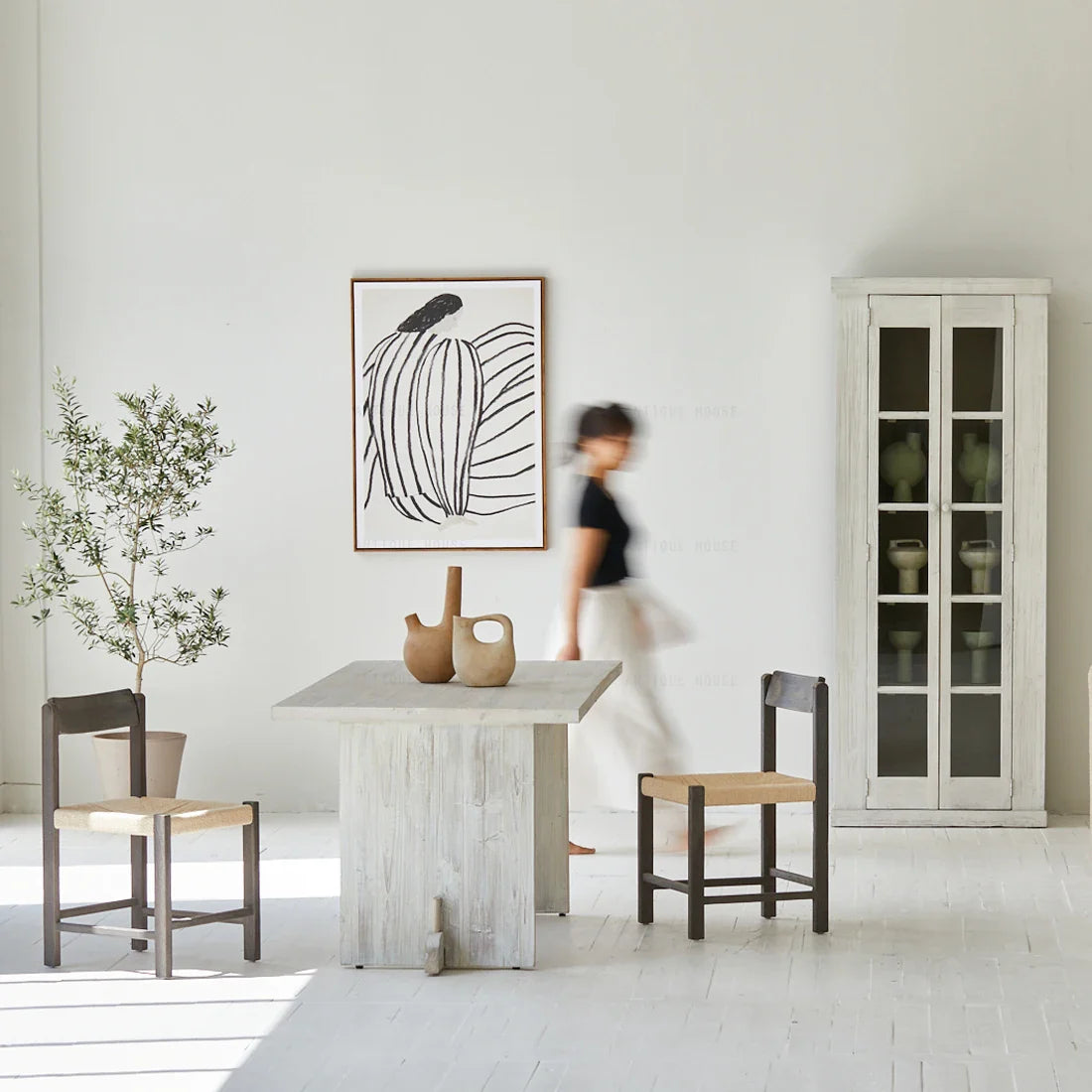 Wabi-Sabi Recycled Pine Dining Table: Natural Wood 6-Seater Accent Furniture