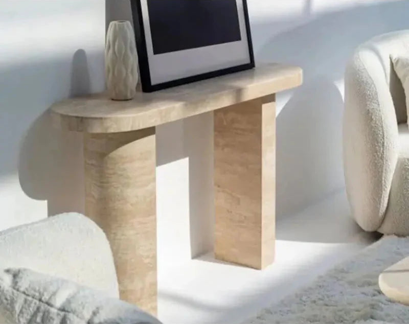 Elegant Tostone Natural Travertine Console Table for Modern Entryway Living Room Decor