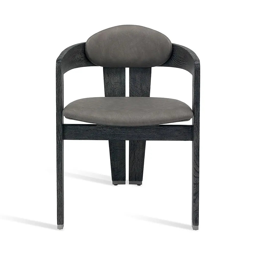 Stylish Nordic Black Oak Wood Accent Dining Chair with Comfortable Arms