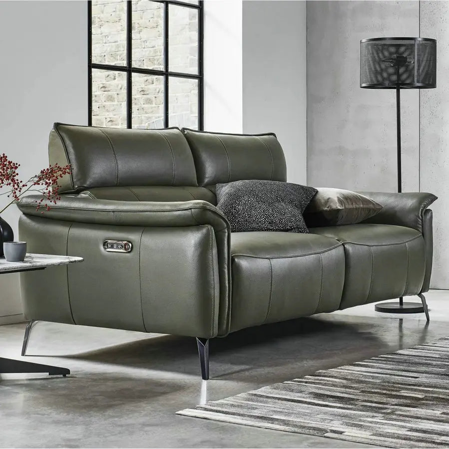 3-Seater Electric Recliner Sofa, Faux Leather, Telescopic Headrests Couch