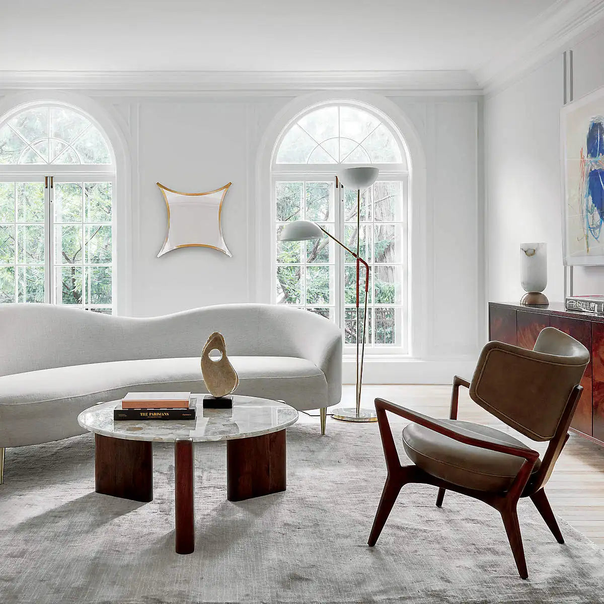 Luxurious Italian Velvet Linen Upholstered Sofa with Stainless Steel Legs