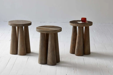 Rustic French Provincial Reclaimed Elm Wood Stool for Living Room Accent