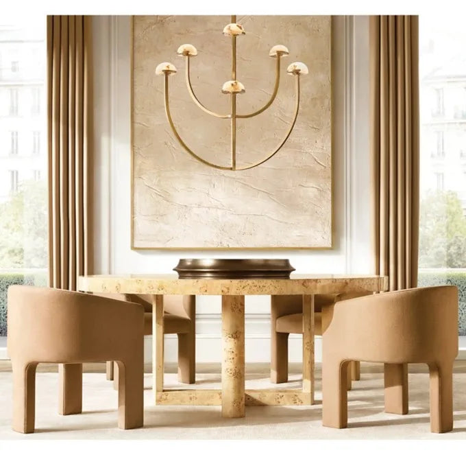 Handcrafted Solid Oak Wood Modern Round Dining Table - Customizable Sizes