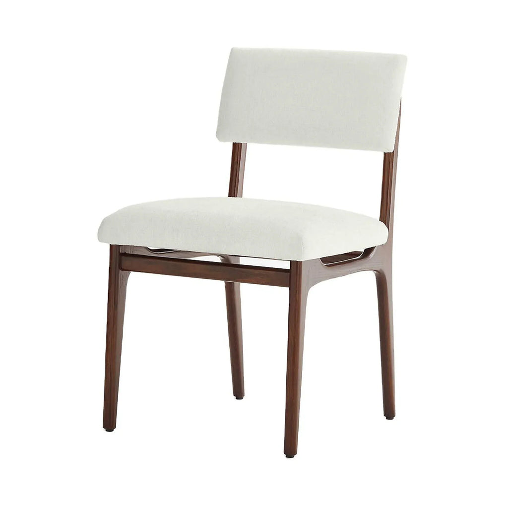 Elegant White Upholstered Oak Wood Dining Chair with Solid Wood Frame