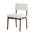 Elegant White Upholstered Oak Wood Dining Chair with Solid Wood Frame