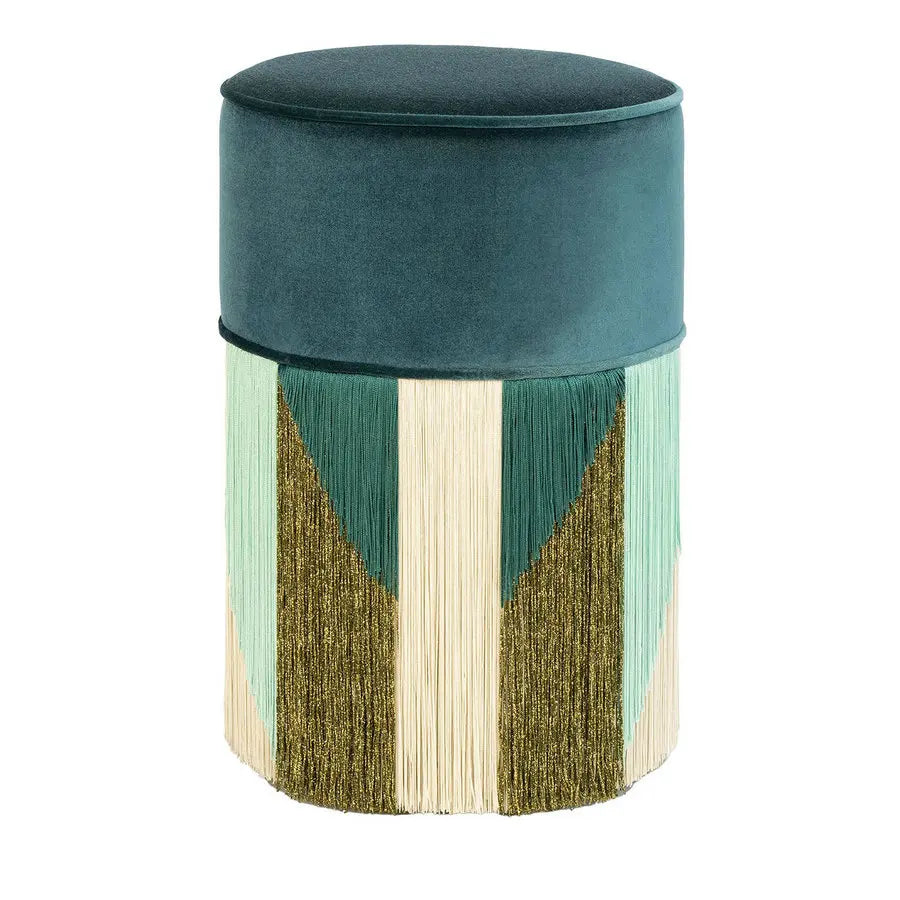 Luxurious Velvet Round Ottoman Footstool with Elegant Tassels for Living Room Decor