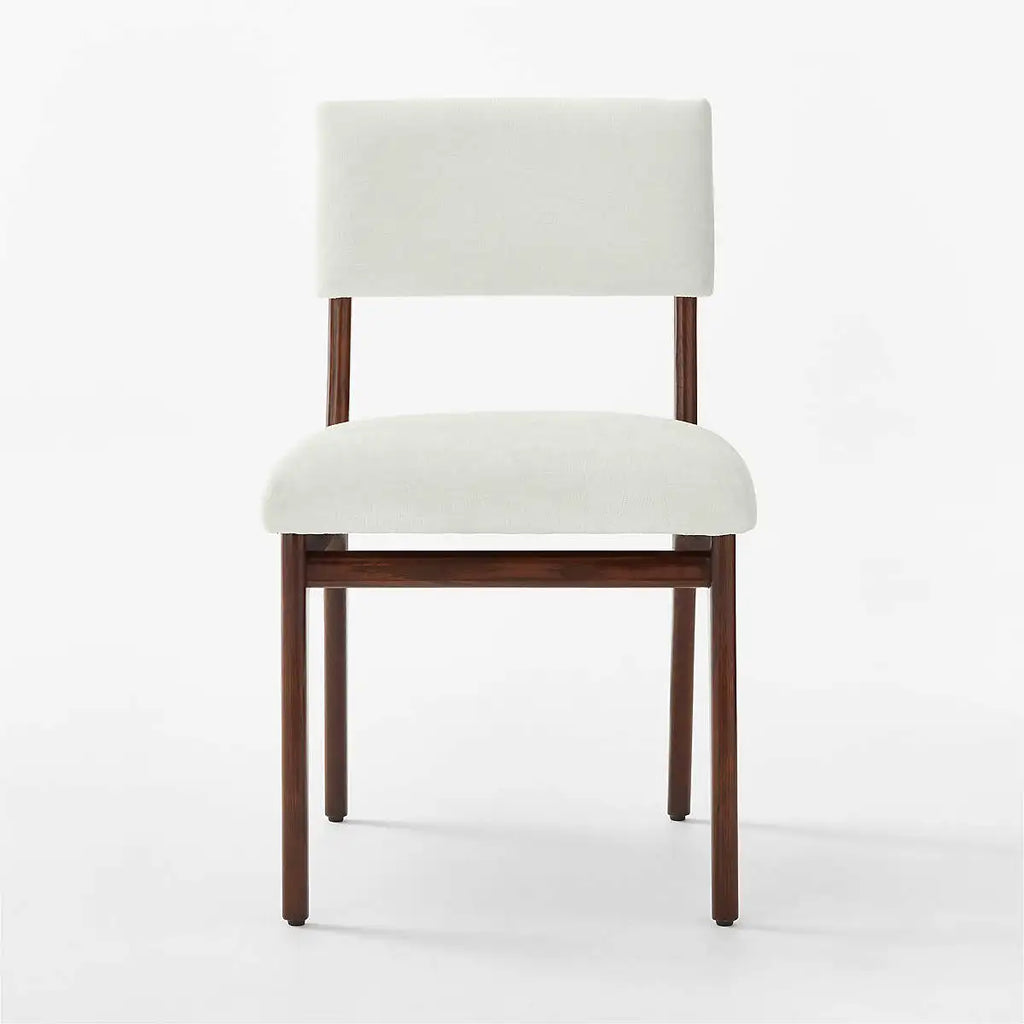 Elegant White Upholstered Oak Wood Dining Chair with Solid Wood Frame