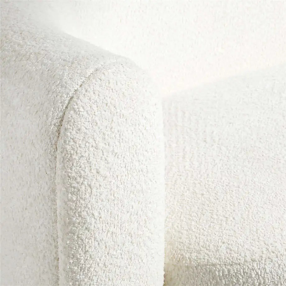 Elegant Italian Nordic Curved Boucle Sofa: Luxurious White Fabric Living Room Seating