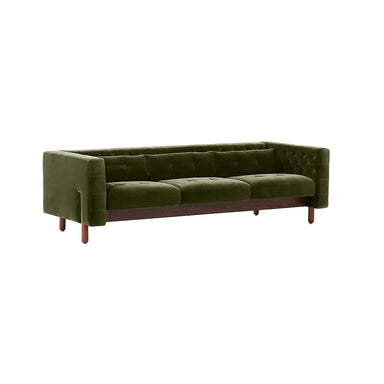 Elegant Mid-Century Modern Green Velvet Sofa - Tufted 81.5 Inch Wood Frame