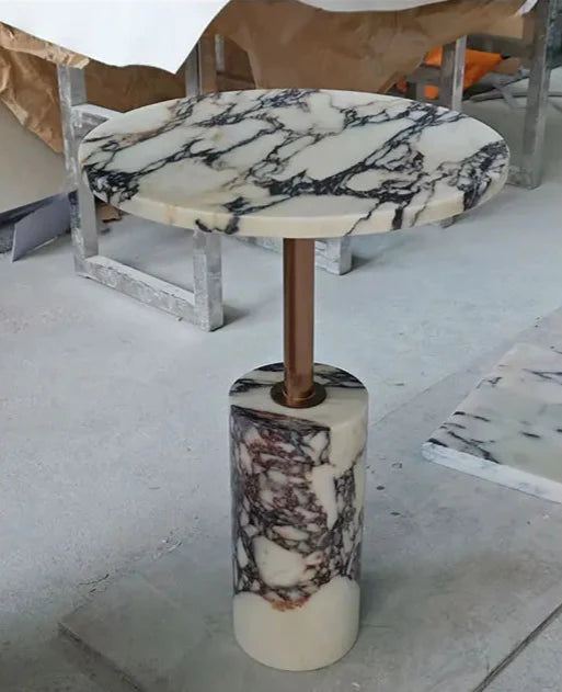 Tostone Modern Calacatta Viola Marble Side Table - Durable Living Room Accent