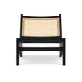 Modern Natural Rattan Cane Lounge Chair, Oak Frame, Backrest, Living Room Accent