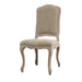 Elegant French Country Linen Upholstered Carved Oak Dining Chair Antique Style