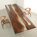 Exquisite Live Edge Solid Walnut Slab River Epoxy Dining Table