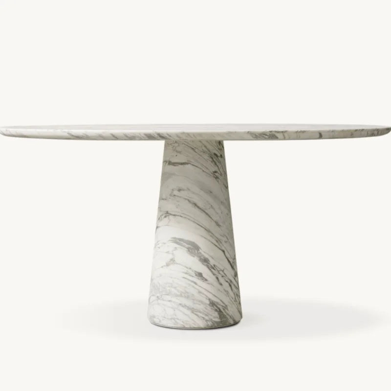 Elegant White Marble Round Dining Table Set for Luxury Home Decor