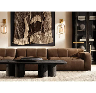 Luxury Modern Oak Wood Coffee Table with Cylindrical Supports Design
