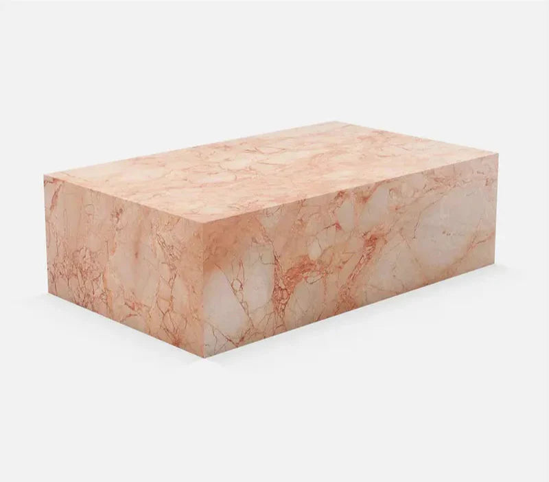 Tostone Pink Rose Marble Rectangle Coffee Table - Waterproof, Modern Living Room
