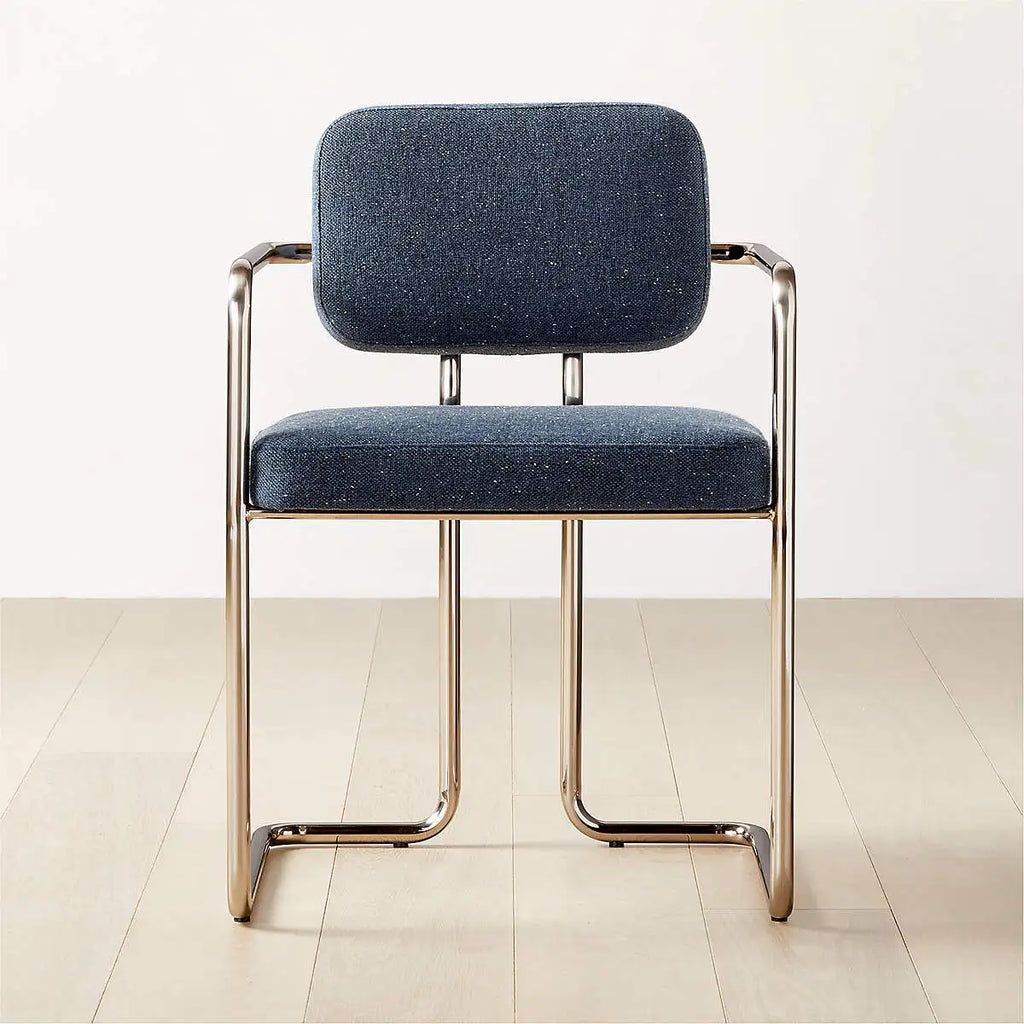Stylish Modern Linen Dining Office Chair with Sturdy Steel Metal Legs