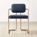 Stylish Modern Linen Dining Office Chair with Sturdy Steel Metal Legs