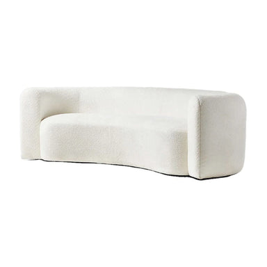 Elegant Italian Nordic Curved Boucle Sofa: Luxurious White Fabric Living Room Seating