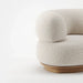 Cozy Nordic Boucle Armchair & Ottoman Set - White Fabric, Oak Base