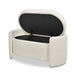 Elegant White Boucle Storage Bench Wooden Upholstered Living Room Foot Stool
