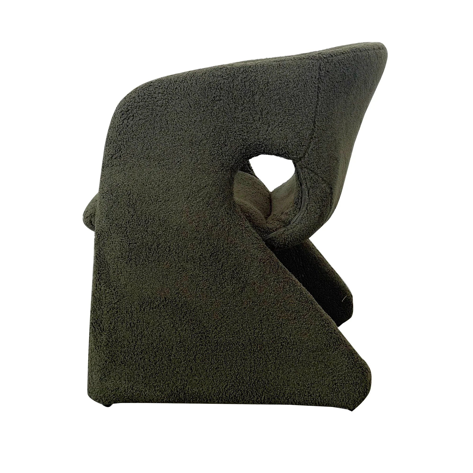 Modern Green Wool Dining Chair with Metal Legs, Gentle Slope Back Design