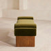 Elegant Olive Green Velvet Upholstered Solid Wood Ottoman Bench