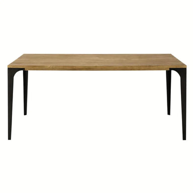 Elegant Nordic Oak Top Dining Table, Black Metal Legs, Six-Seater Kitchen