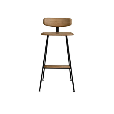 Modern Industrial Oak & Metal Counter Stool - High Bar Chair for Kitchen