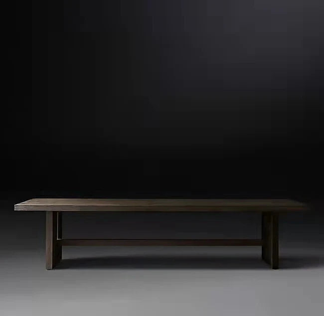 Elegant Solid Wood Dining Table, Modern Plank Design, Customizable Size, Brown Finish