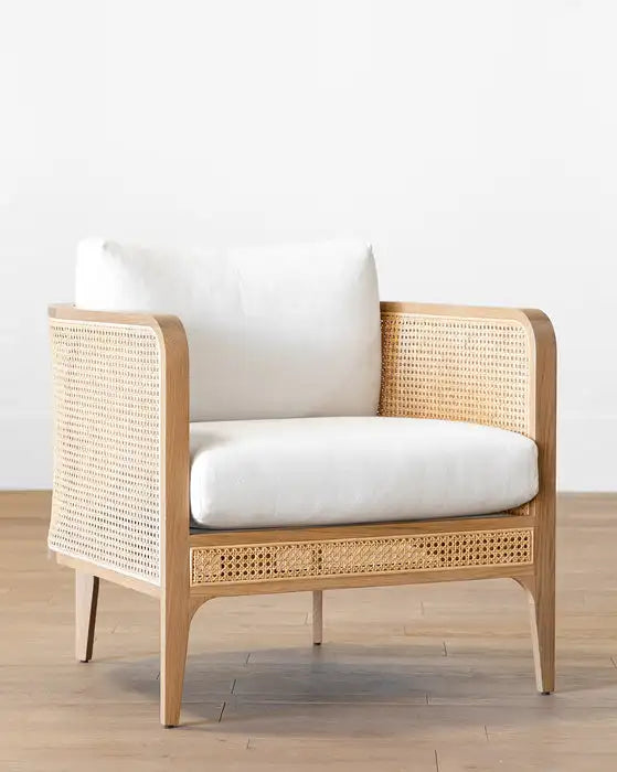 Nordic Rattan Cane Frame Occasional Chair for Living Room and Home Office