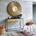 Elegant Black Metal Frame Console Table with Oak Wood Drawers for Modern Homes