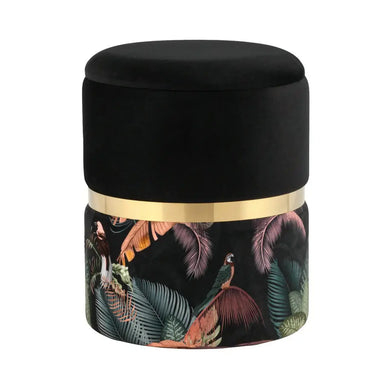 Modern Velvet Storage Ottoman Stool with Gold Base for Home Decor