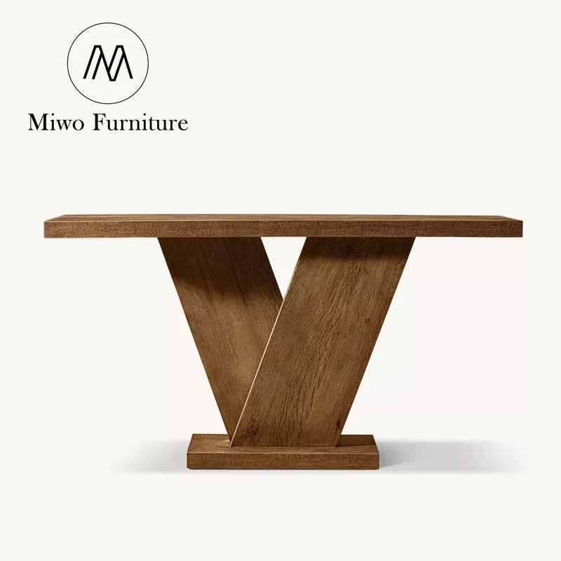 Antique Brown Solid Wood Luxury Villa Entrance Console Table