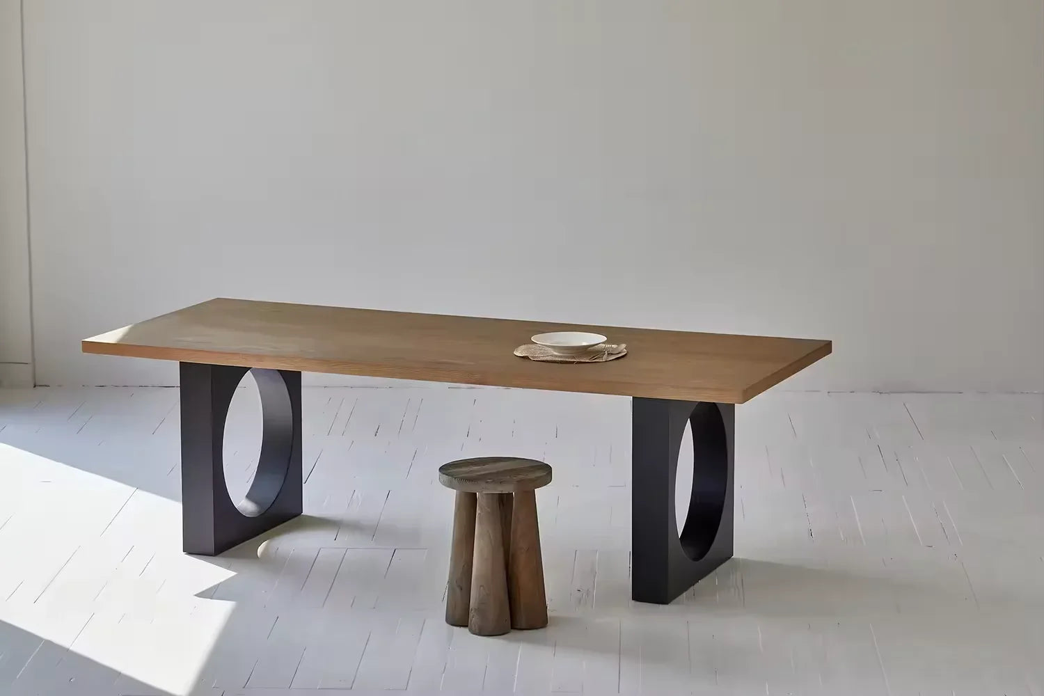 Elegant Modern Luxury Solid Oak Dual-Tier Round Coffee Table for Living Rooms