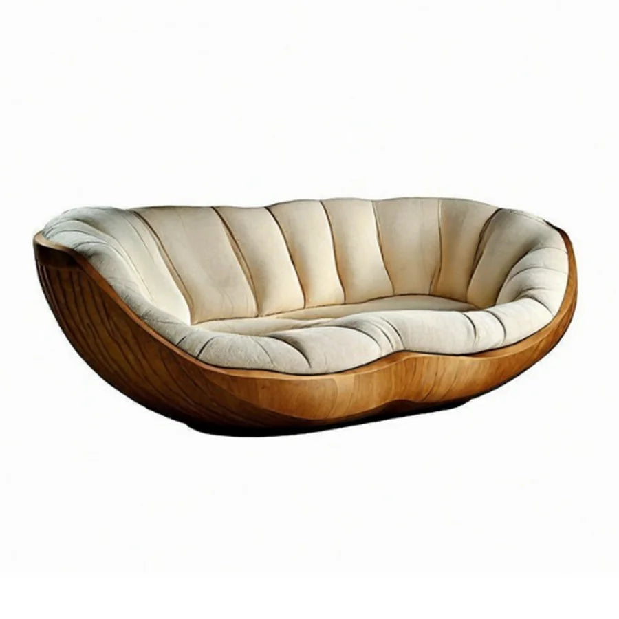 Modern Italian Luxury Velvet Sectional Curved Wood 3-Seater Sofa Set