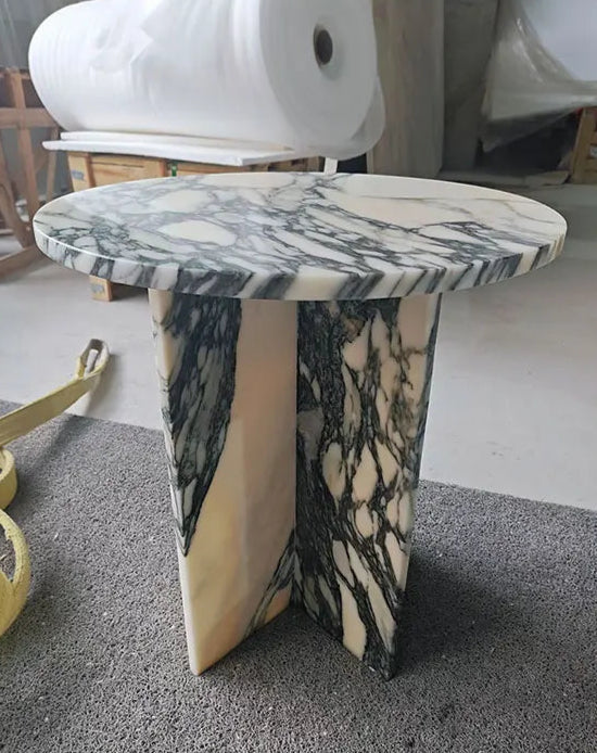 Elegant Green Italian Marble Side Table - Durable Modern Coffee Table Accent
