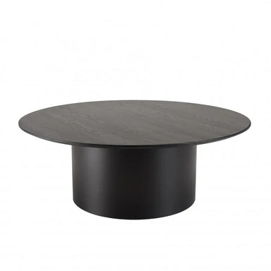Modern Black Oak Wood Round Coffee Table for Stylish Living Rooms