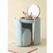 Elegant Upholstered Vintage Makeup Vanity Desk with Foldable Mirror and Stool Set
