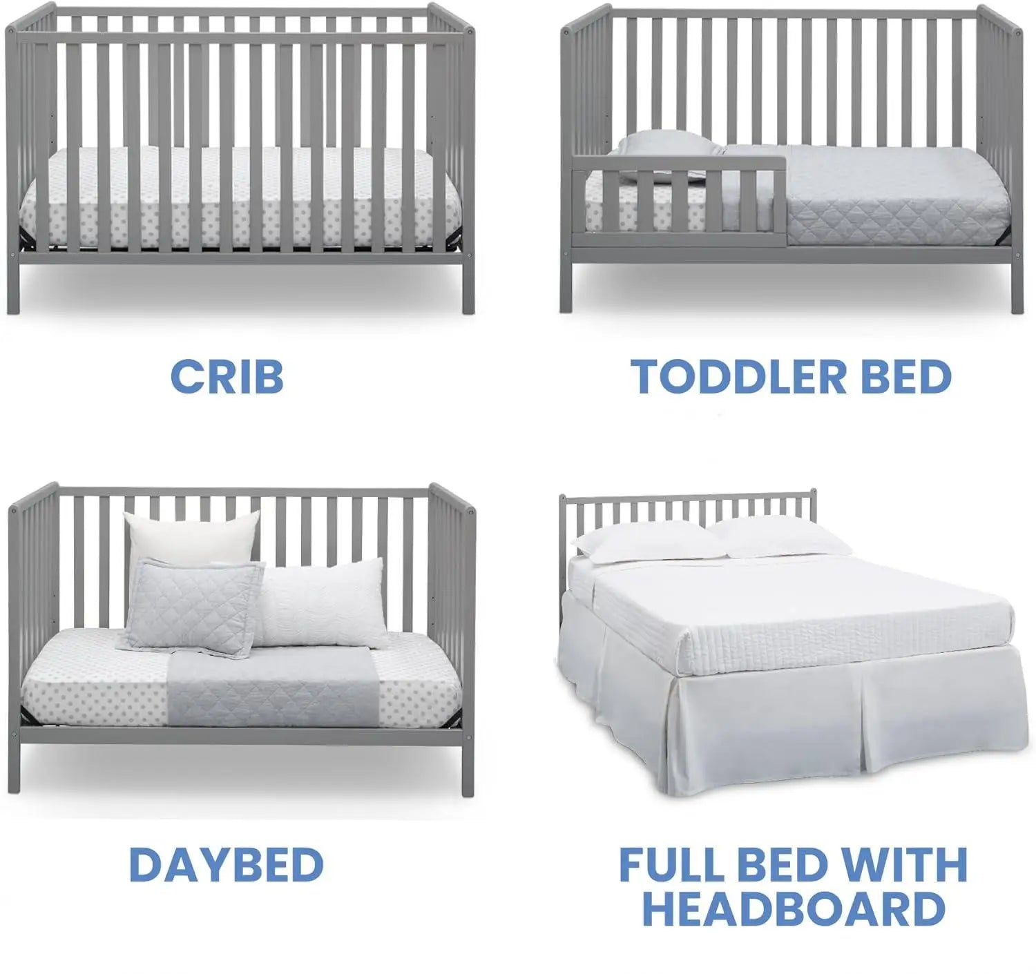 Versatile 4-in-1 Convertible Wooden Baby Crib: Infant, Toddler, Daybed, Full Bed