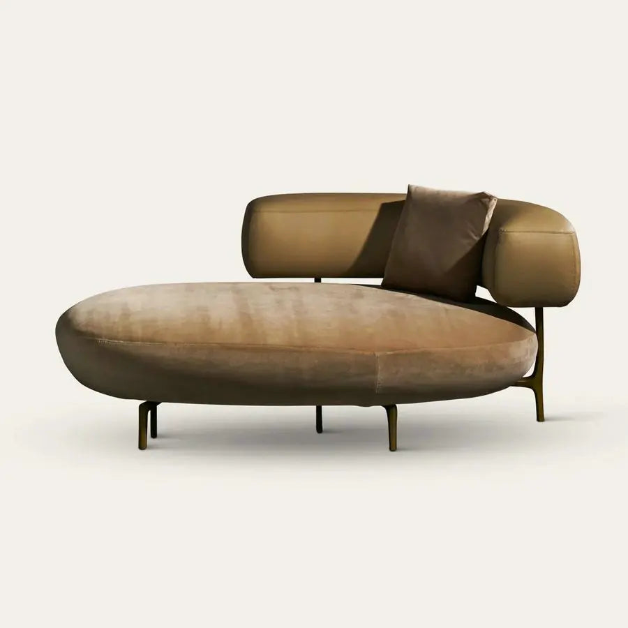 Luxurious Velvet Round Upholstered Sofa Chaise Lounge Daybed