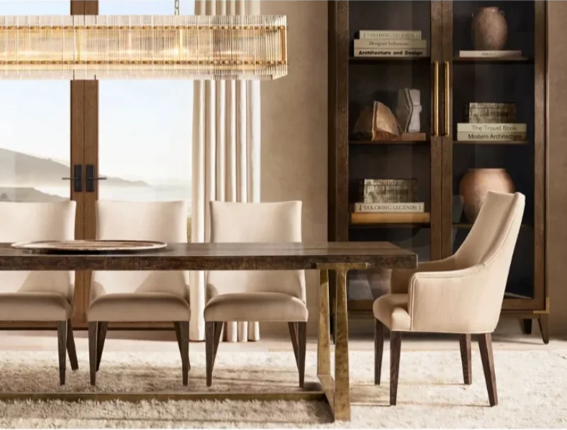 Elegant Wrought Metal Dining Table & Chair Set, Villa Club Restaurant Furniture