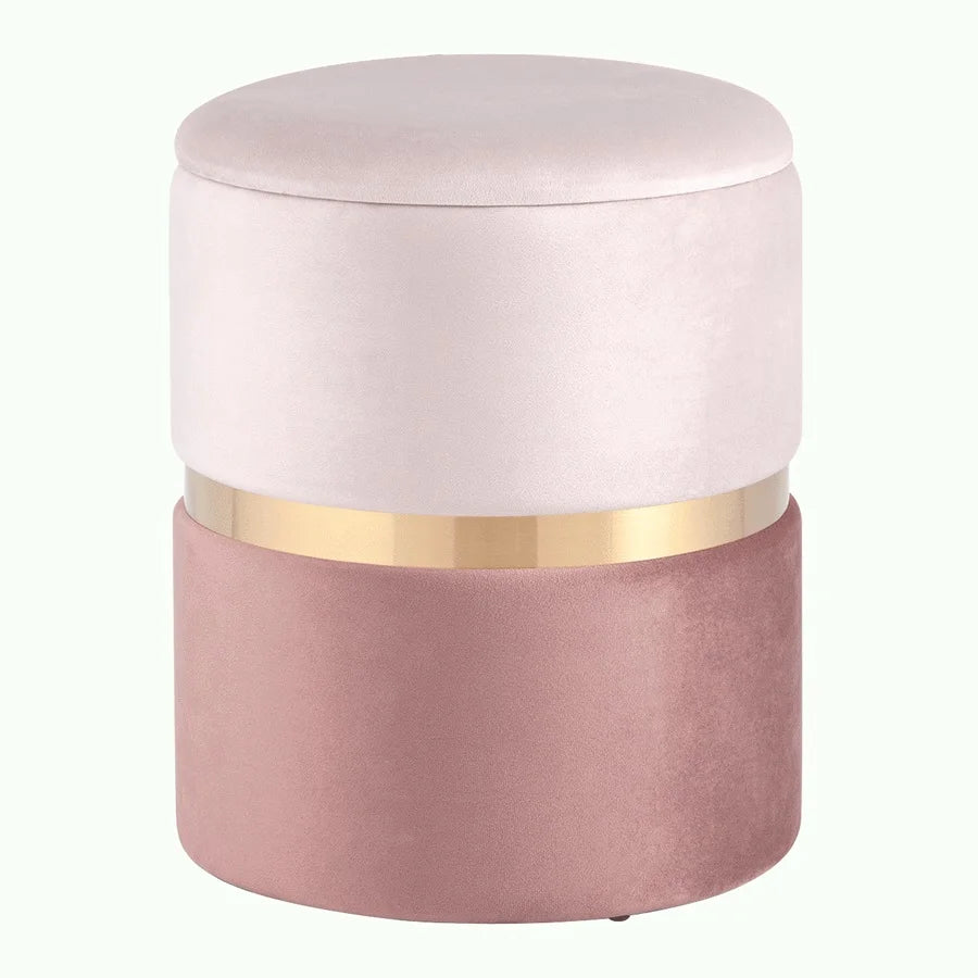 Modern Velvet Storage Ottoman Stool with Gold Base for Home Decor
