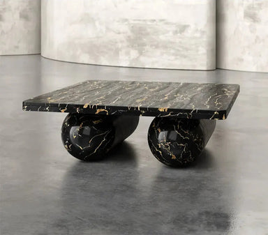 Elegant Waterproof Natural Black Marble Rectangle Coffee Table for Living Room