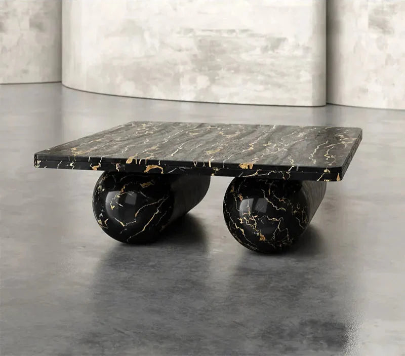 Elegant Waterproof Natural Black Marble Rectangle Coffee Table for Living Room