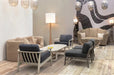 Elegant French Japandi Single Seater Wood Back Leisure Chair Sofa