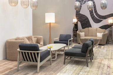 Elegant French Japandi Single Seater Wood Back Leisure Chair Sofa