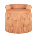 Modern Round Suede Fringe Ottoman Velvet Tassel Pouf Stool Living Room