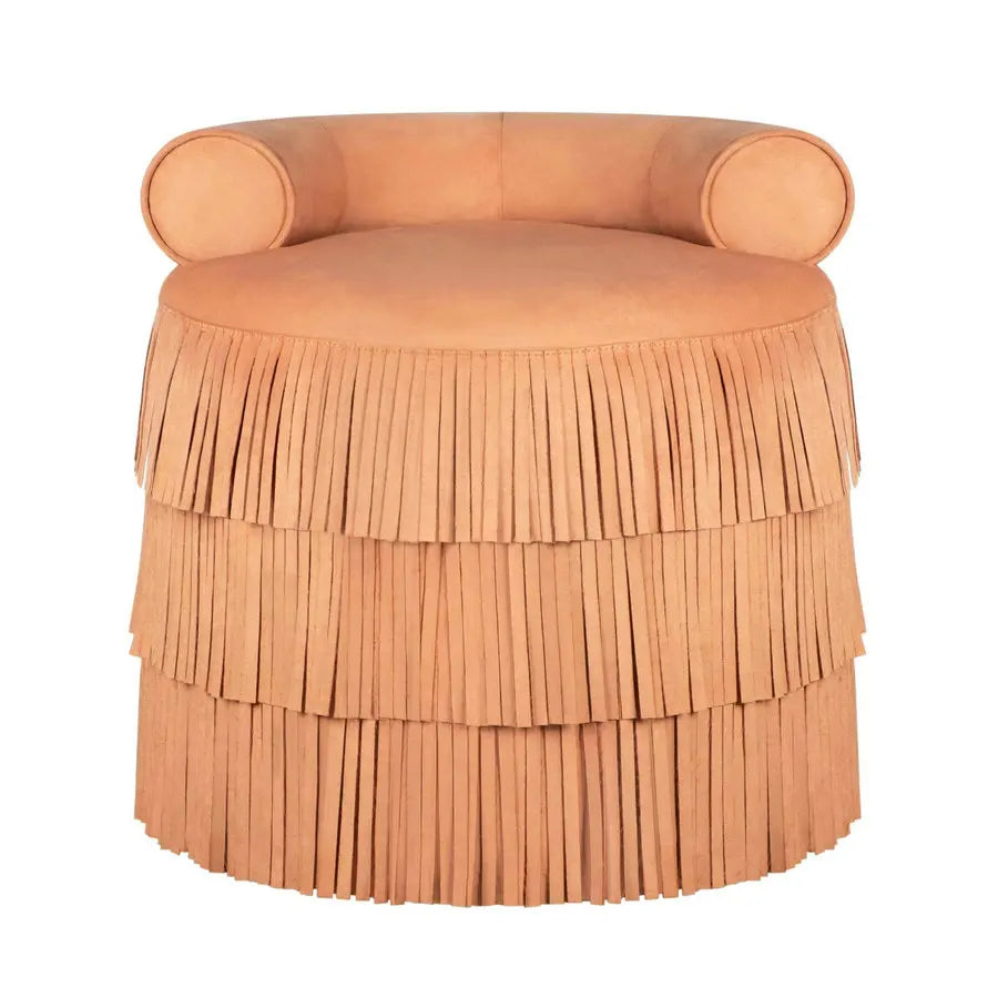 Modern Round Suede Fringe Ottoman Velvet Tassel Pouf Stool Living Room
