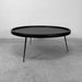 High-Quality Round Solid Oak Wood Coffee Table Black Metal Legs Durable Design